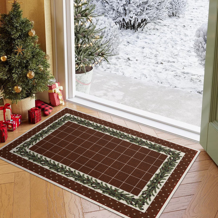 Brown Modern Geometrical Machine Washable Cotton Area Rug - The Rug Decor