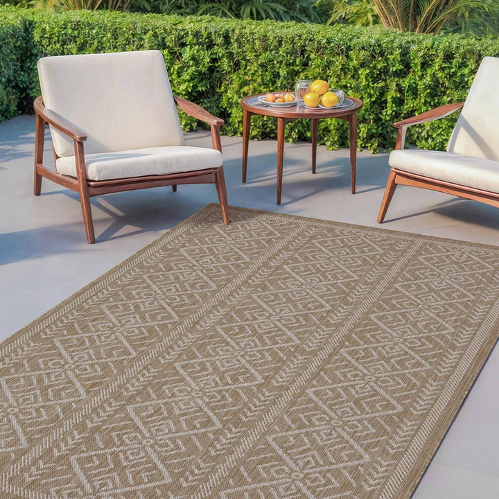 Brown Modern Geometrical Style Machine Washable Rug - The Rug Decor