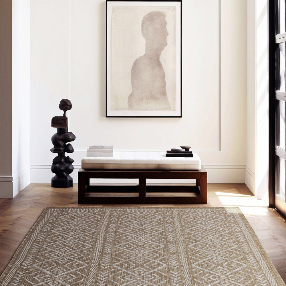 Brown Modern Geometrical Style Machine Washable Rug - The Rug Decor