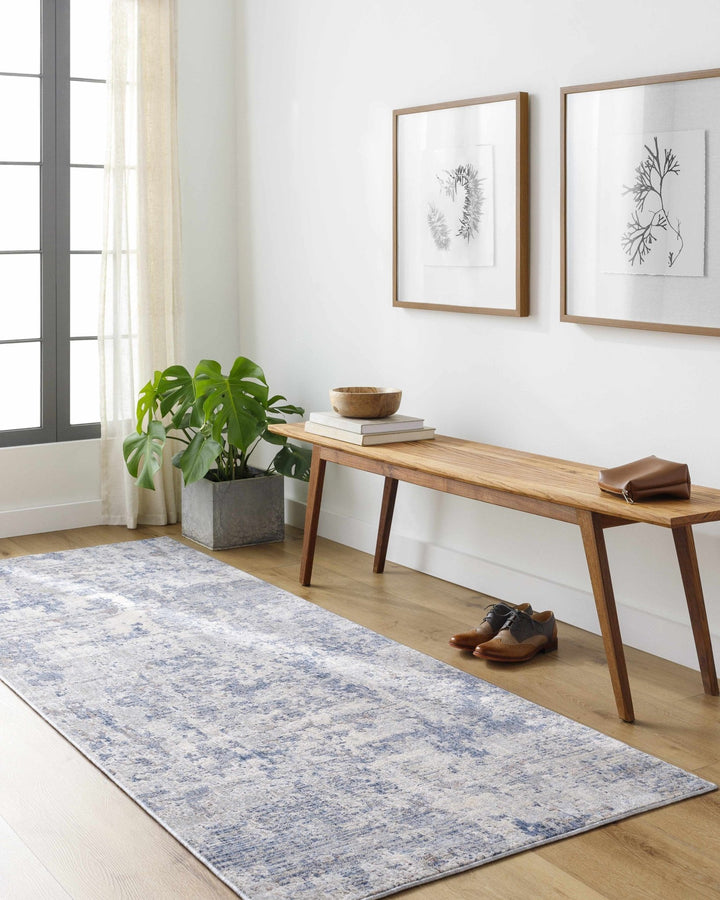 Broxbourne Modern Abstract Design Ivory And Blue Area Rug - The Rug Decor