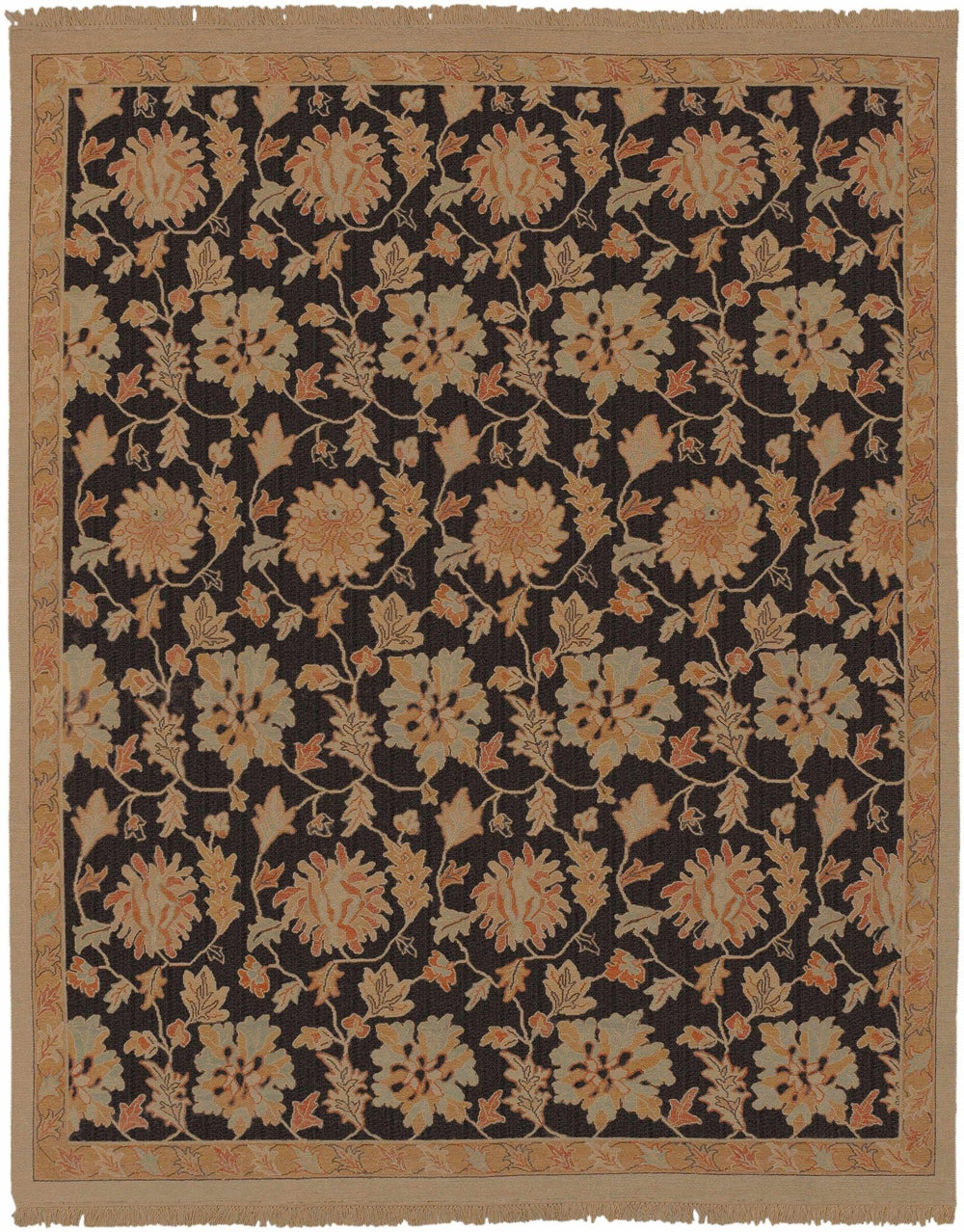 Broxburn Traditional Floral Design Brown Hand Knotted Area Rug - The Rug Decor