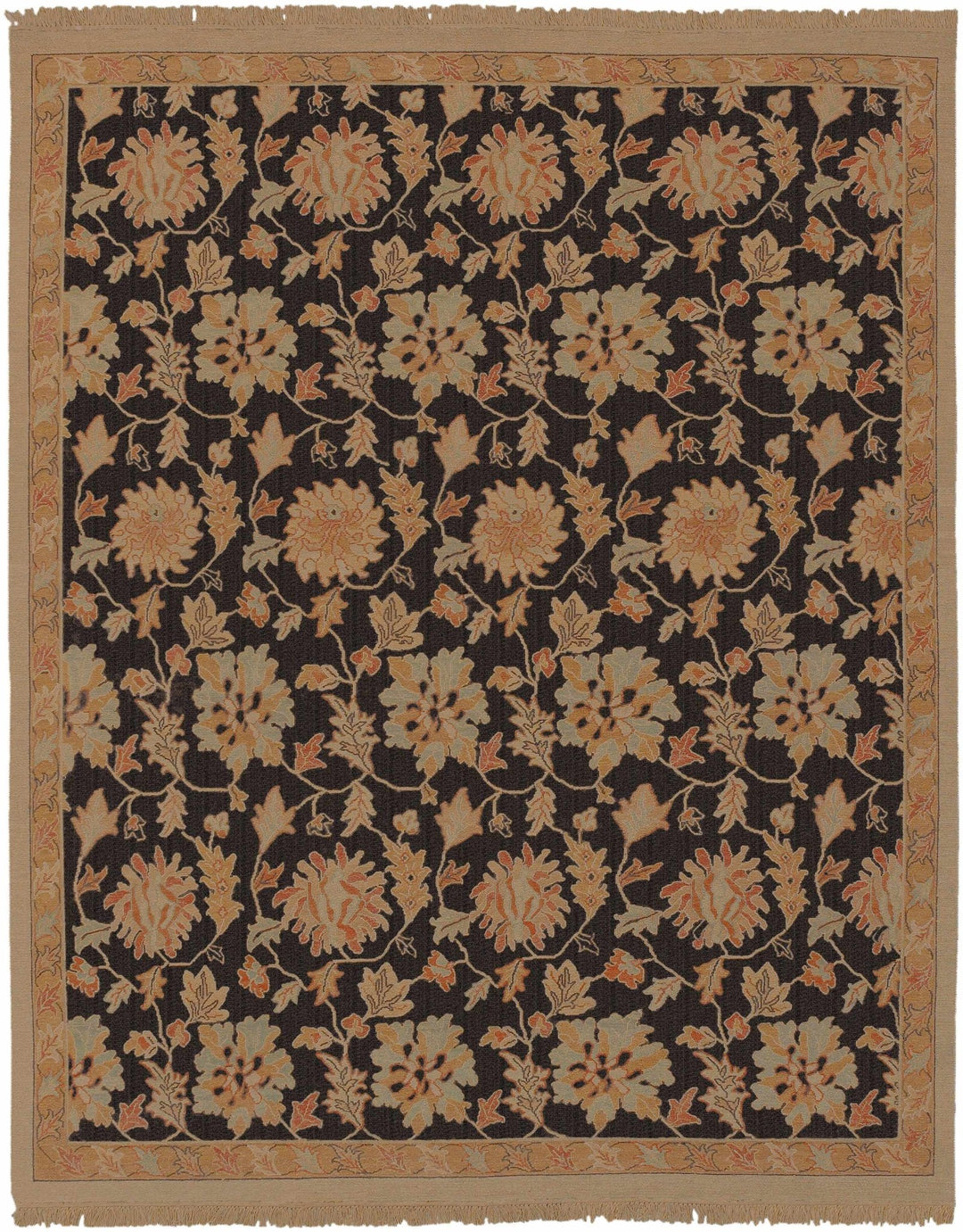 Broxburn Traditional Floral Design Brown Hand Knotted Area Rug - The Rug Decor