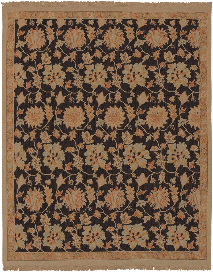 Broxburn Traditional Floral Design Brown Hand Knotted Area Rug - The Rug Decor