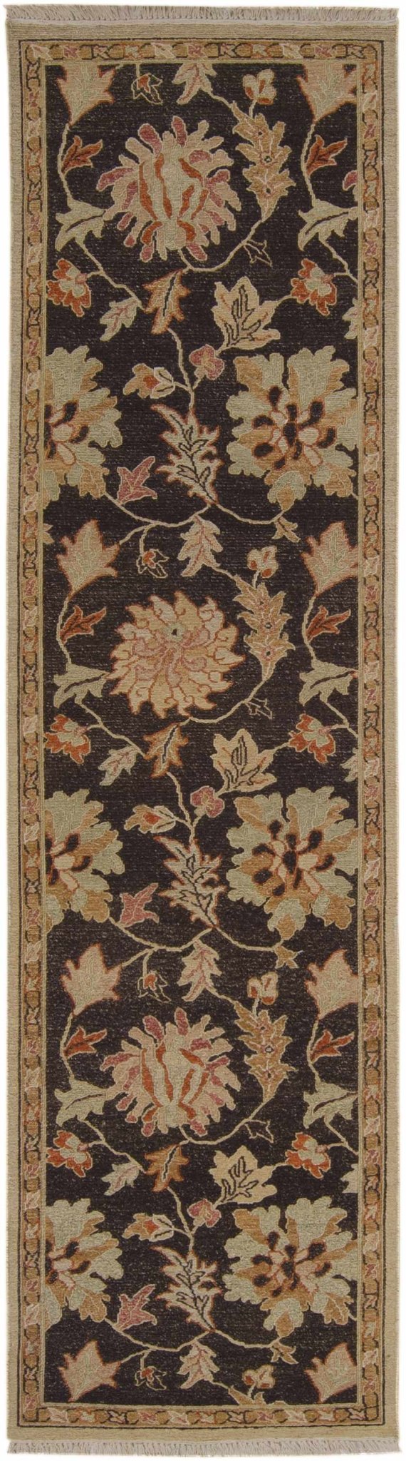 Broxburn Traditional Floral Design Brown Hand Knotted Area Rug - The Rug Decor