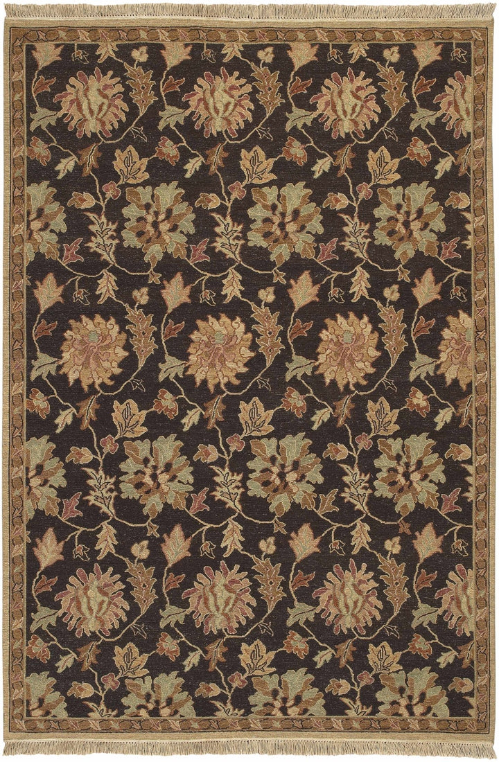 Broxburn Traditional Floral Design Brown Hand Knotted Area Rug - The Rug Decor