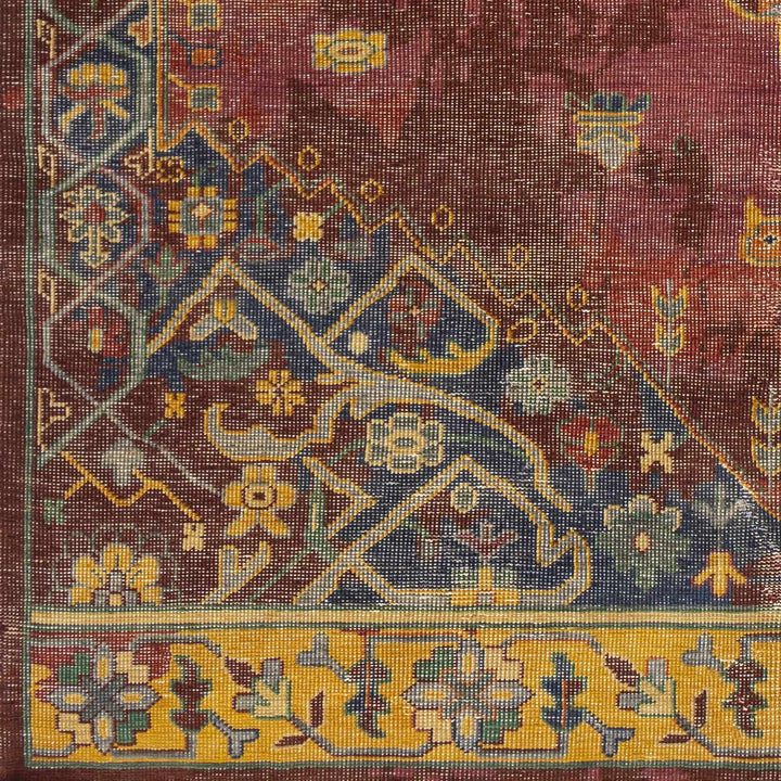Brush Traditional Style Red And Blue Hand Knotted Area Rug - The Rug Decor