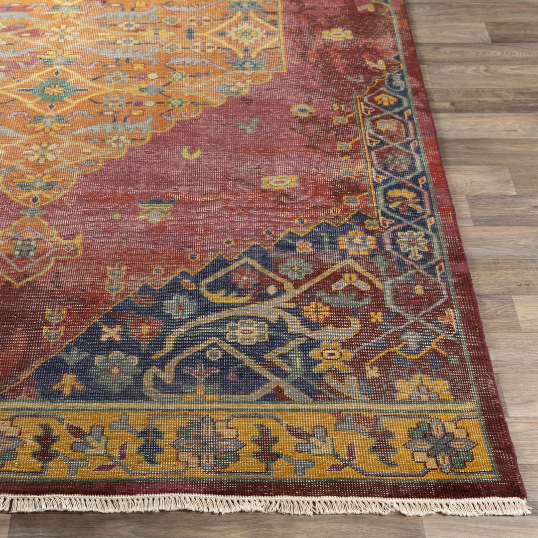 Brush Traditional Style Red And Blue Hand Knotted Area Rug - The Rug Decor