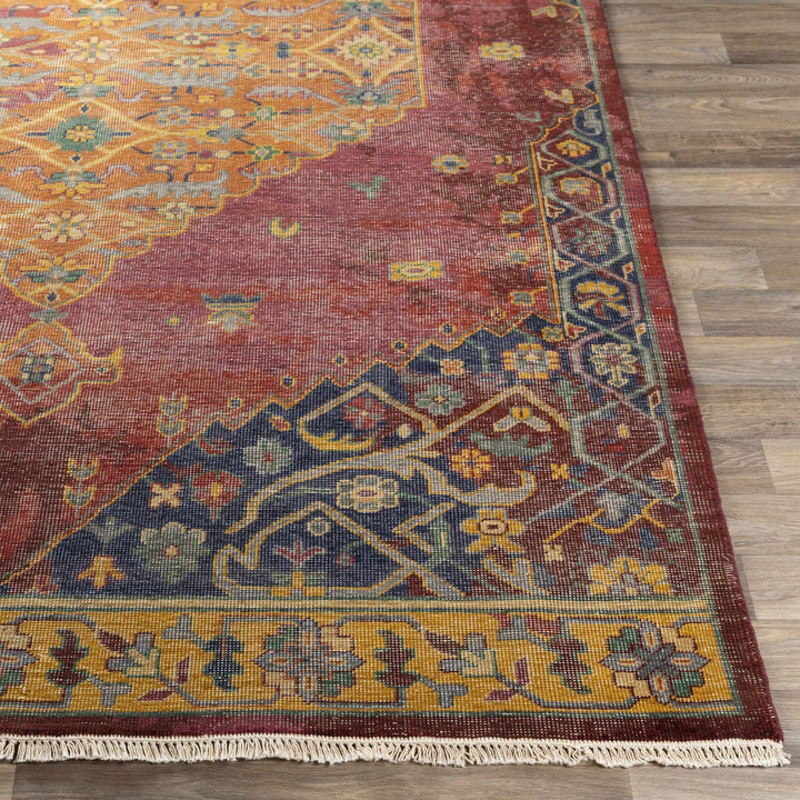 Brush Traditional Style Red And Blue Hand Knotted Area Rug - The Rug Decor