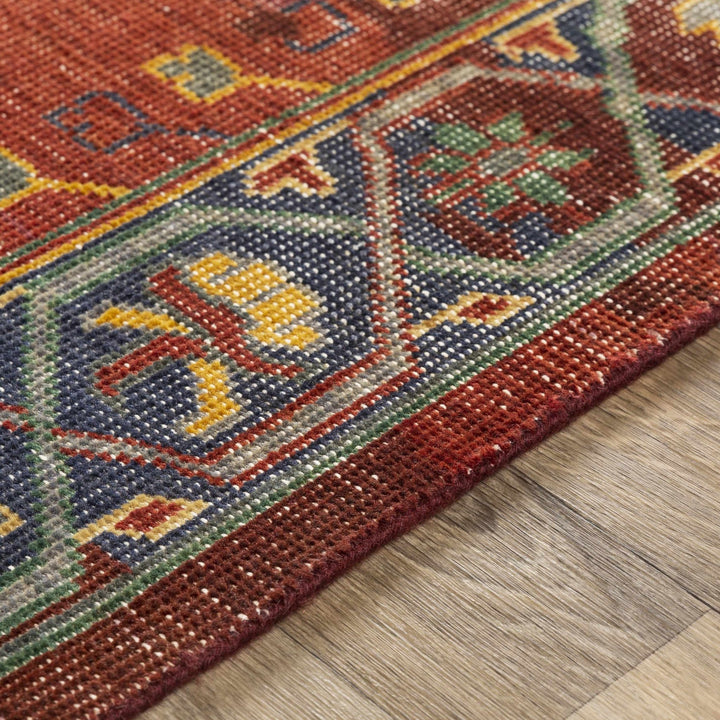 Brush Traditional Style Red And Blue Hand Knotted Area Rug - The Rug Decor