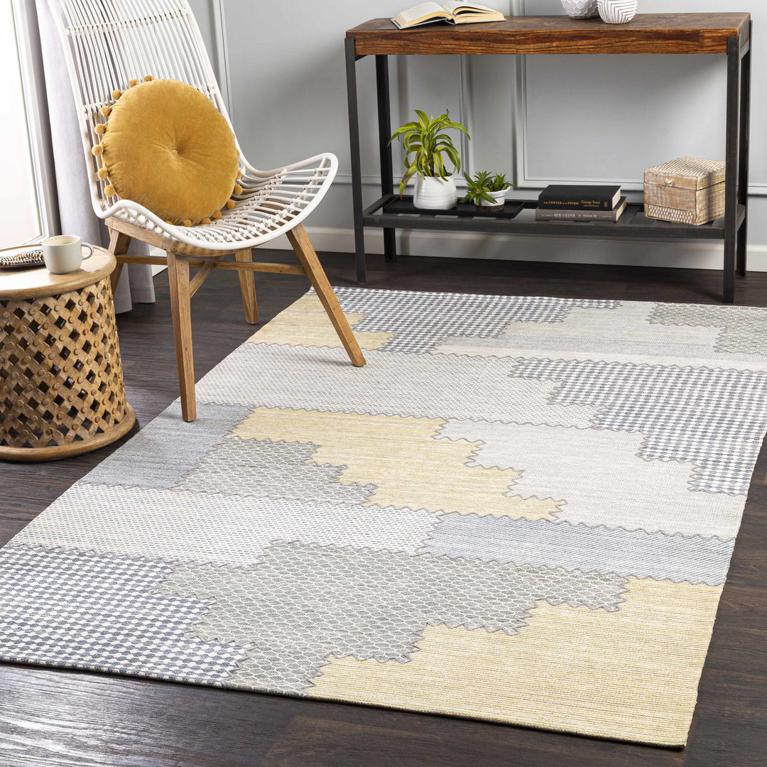Bishopton Modern Style Gray And Blue Hand Woven Area Rug