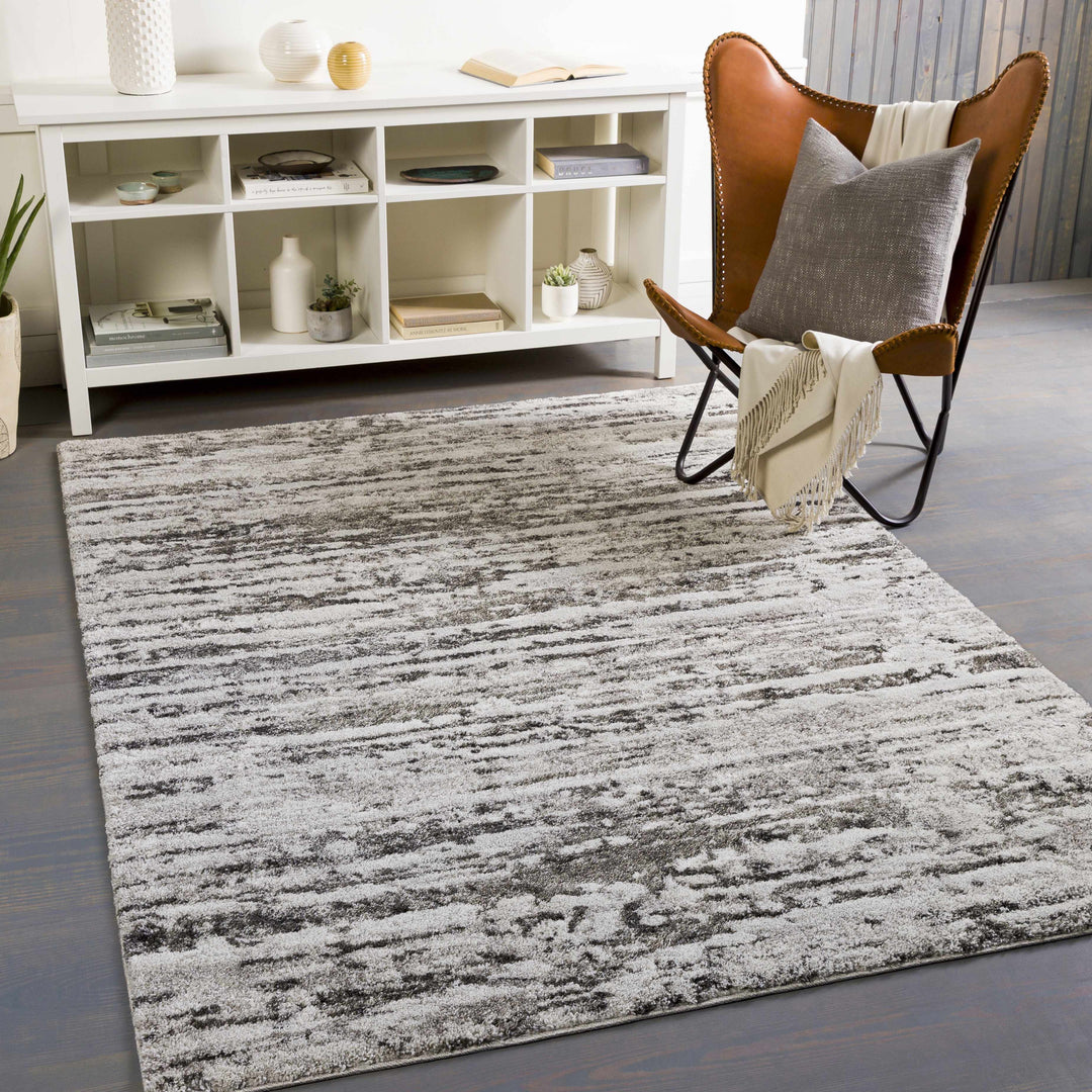 Butters Modern Abstract Design Ivory And Black Area Rug