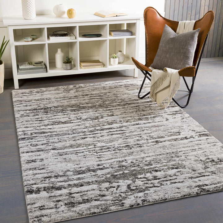 Butters Modern Abstract Design Ivory And Black Area Rug