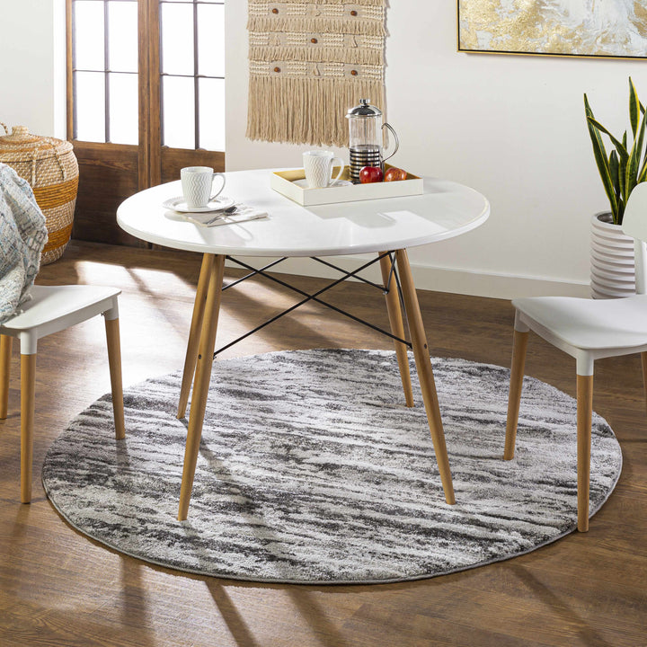 Butters Modern Abstract Design Ivory And Black Area Rug