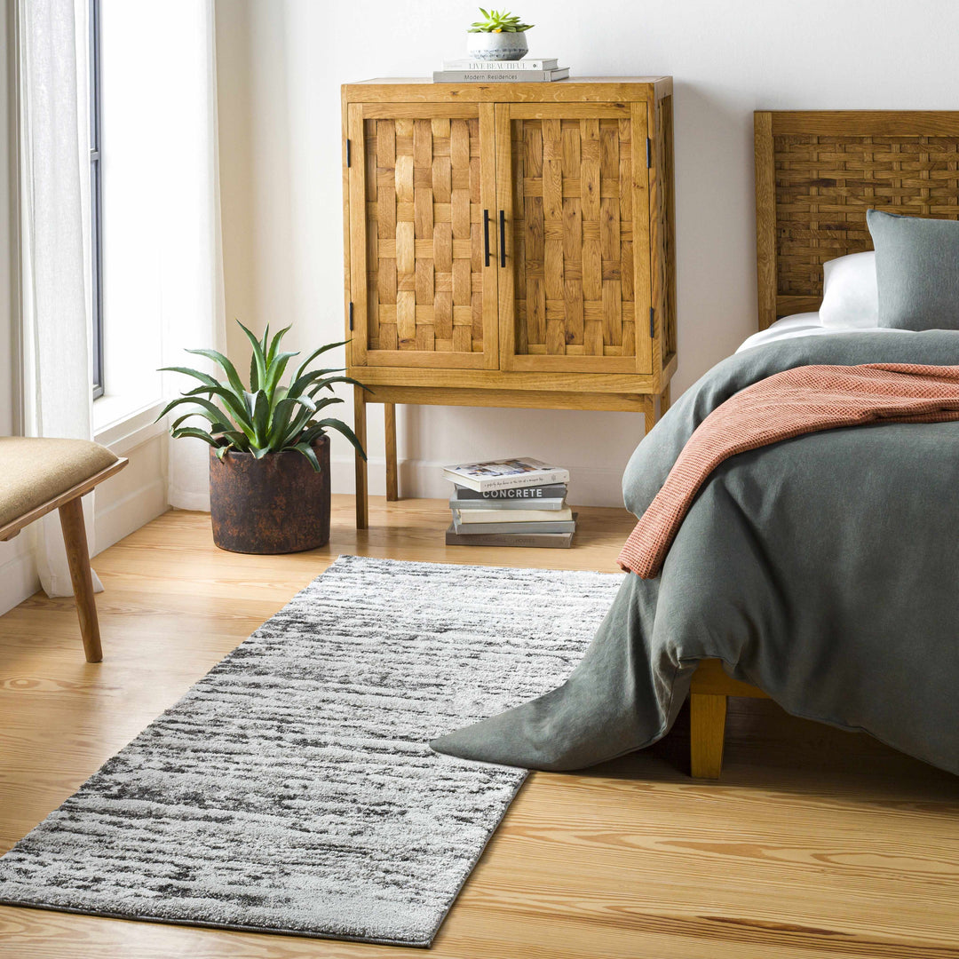 Butters Modern Abstract Design Ivory And Black Area Rug