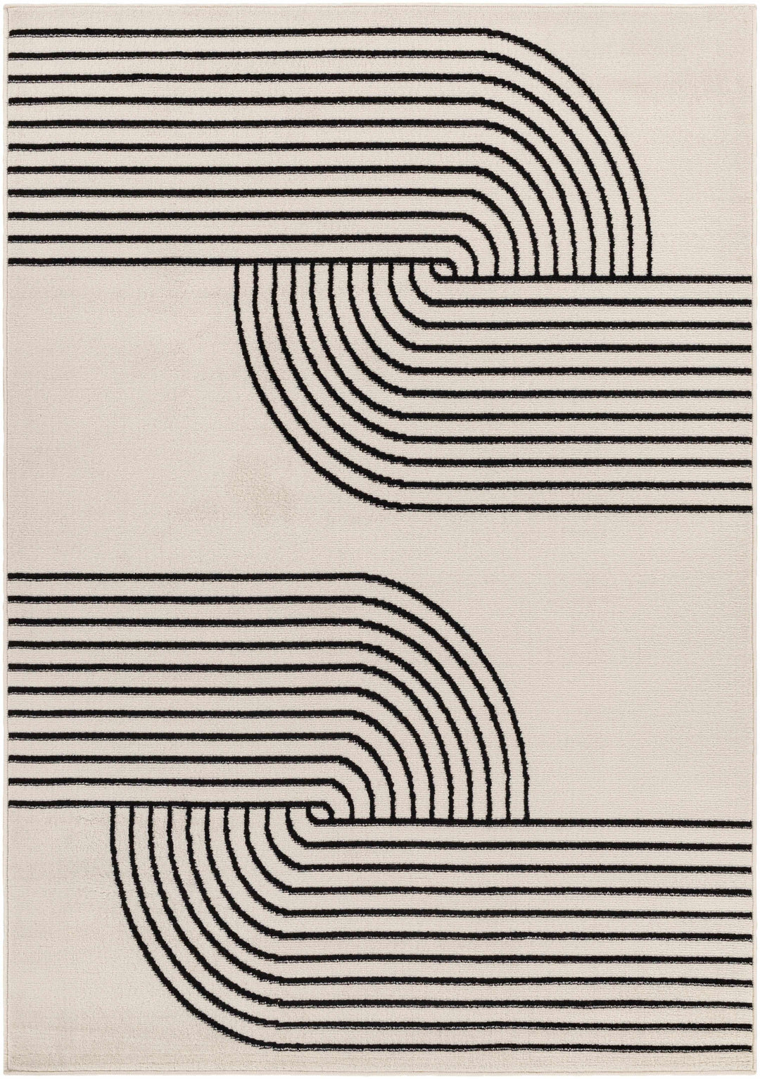 Buana Ivory And Black Contemporary Style Area Rug