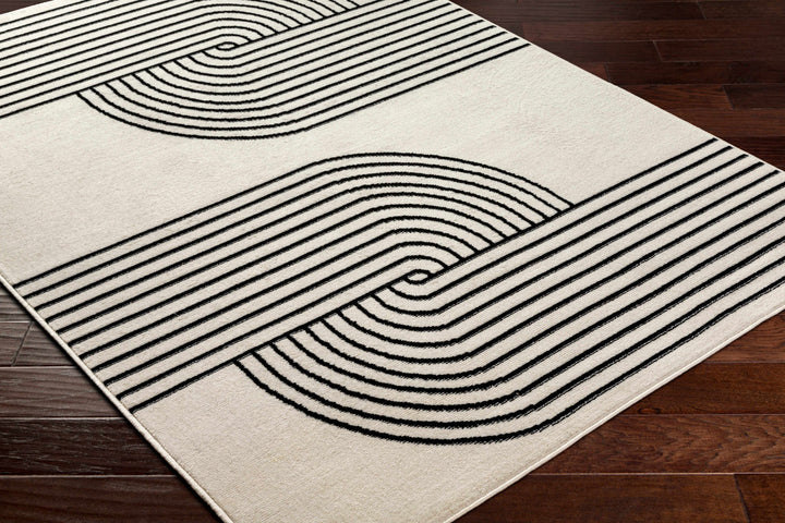 Buana Ivory And Black Contemporary Style Area Rug