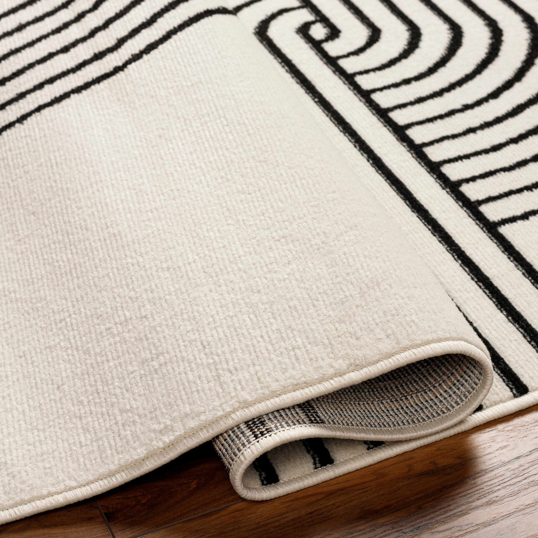 Buana Ivory And Black Contemporary Style Area Rug