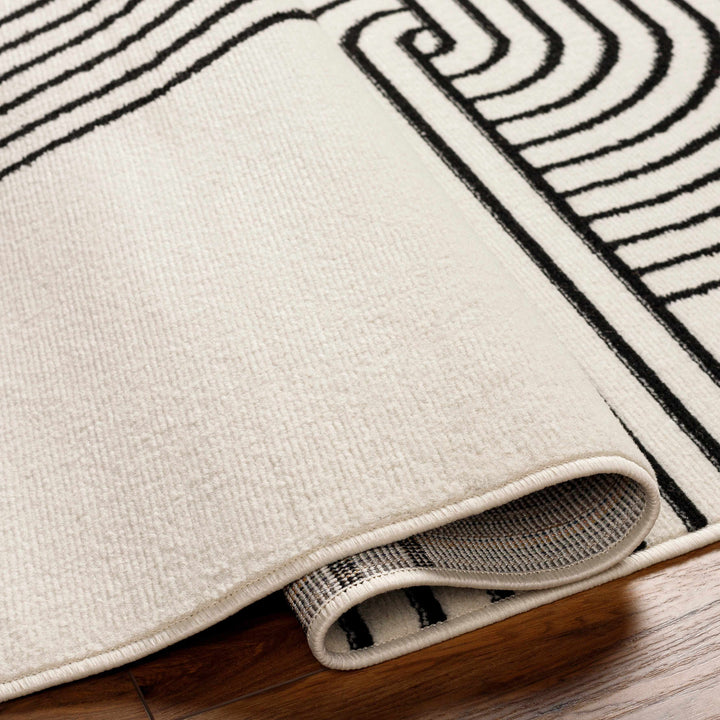 Buana Ivory And Black Contemporary Style Area Rug
