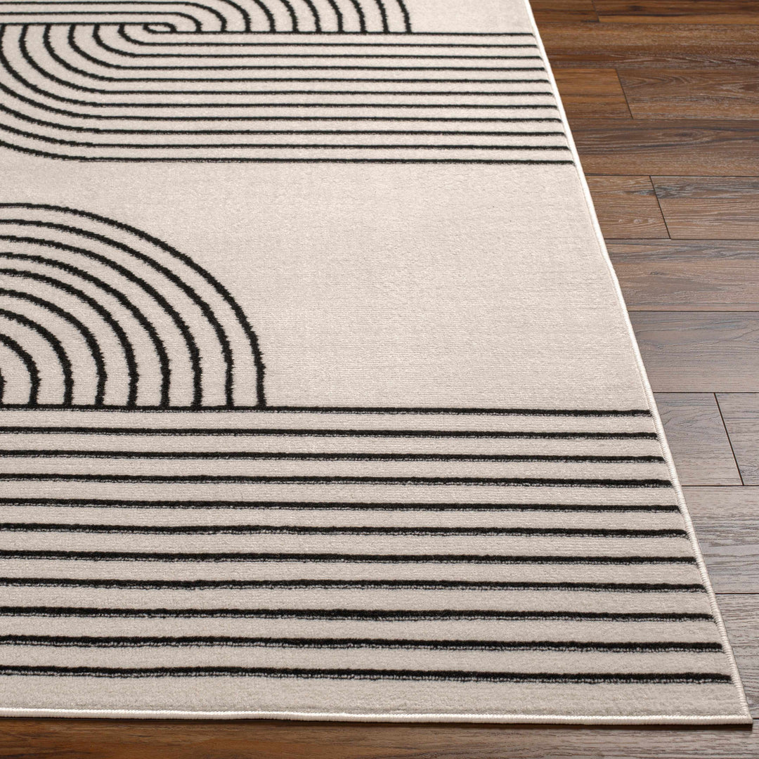 Buana Ivory And Black Contemporary Style Area Rug