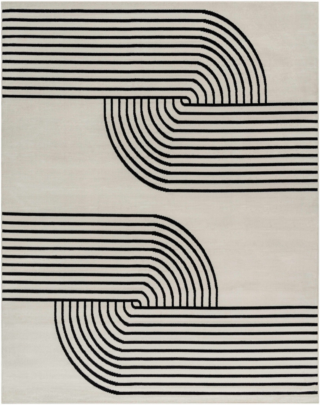 Buana Ivory And Black Contemporary Style Area Rug - The Rug Decor