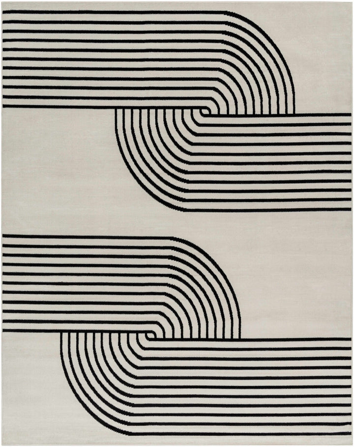 Buana Ivory And Black Contemporary Style Area Rug - The Rug Decor