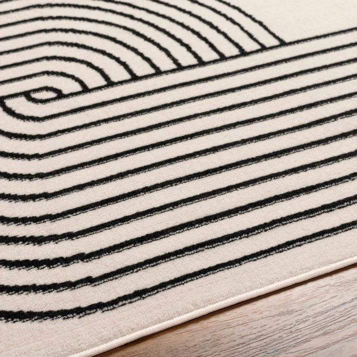 Buana Ivory And Black Contemporary Style Area Rug - The Rug Decor