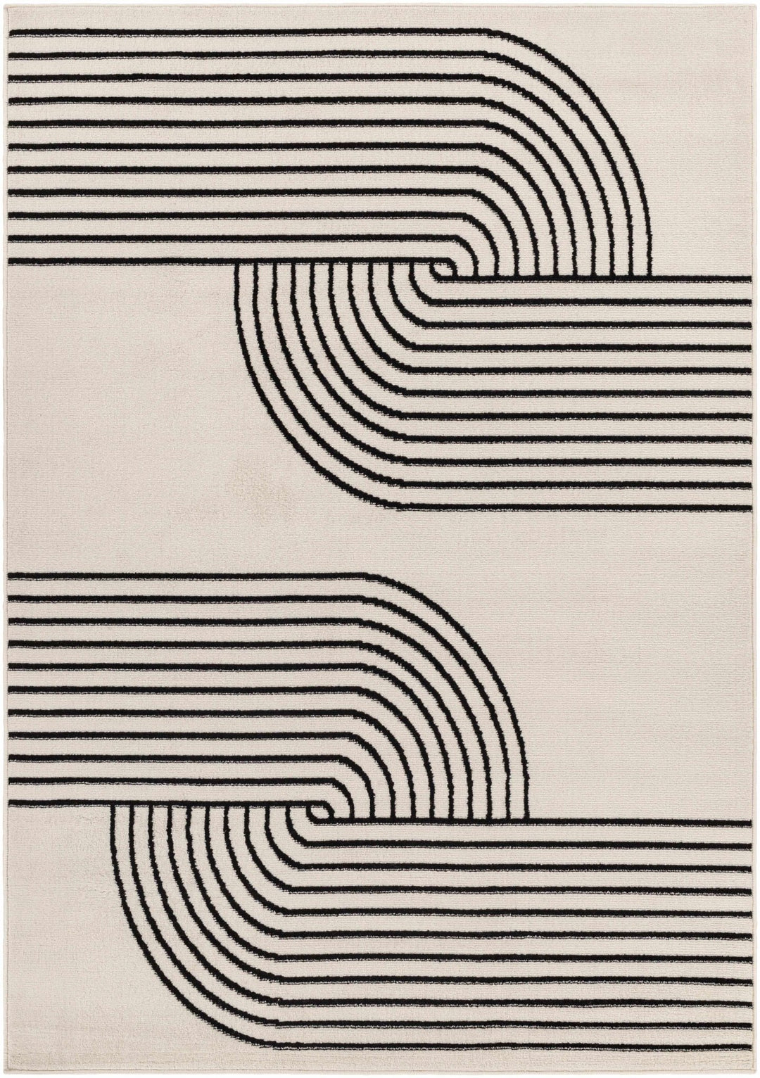 Buana Ivory And Black Contemporary Style Area Rug - The Rug Decor
