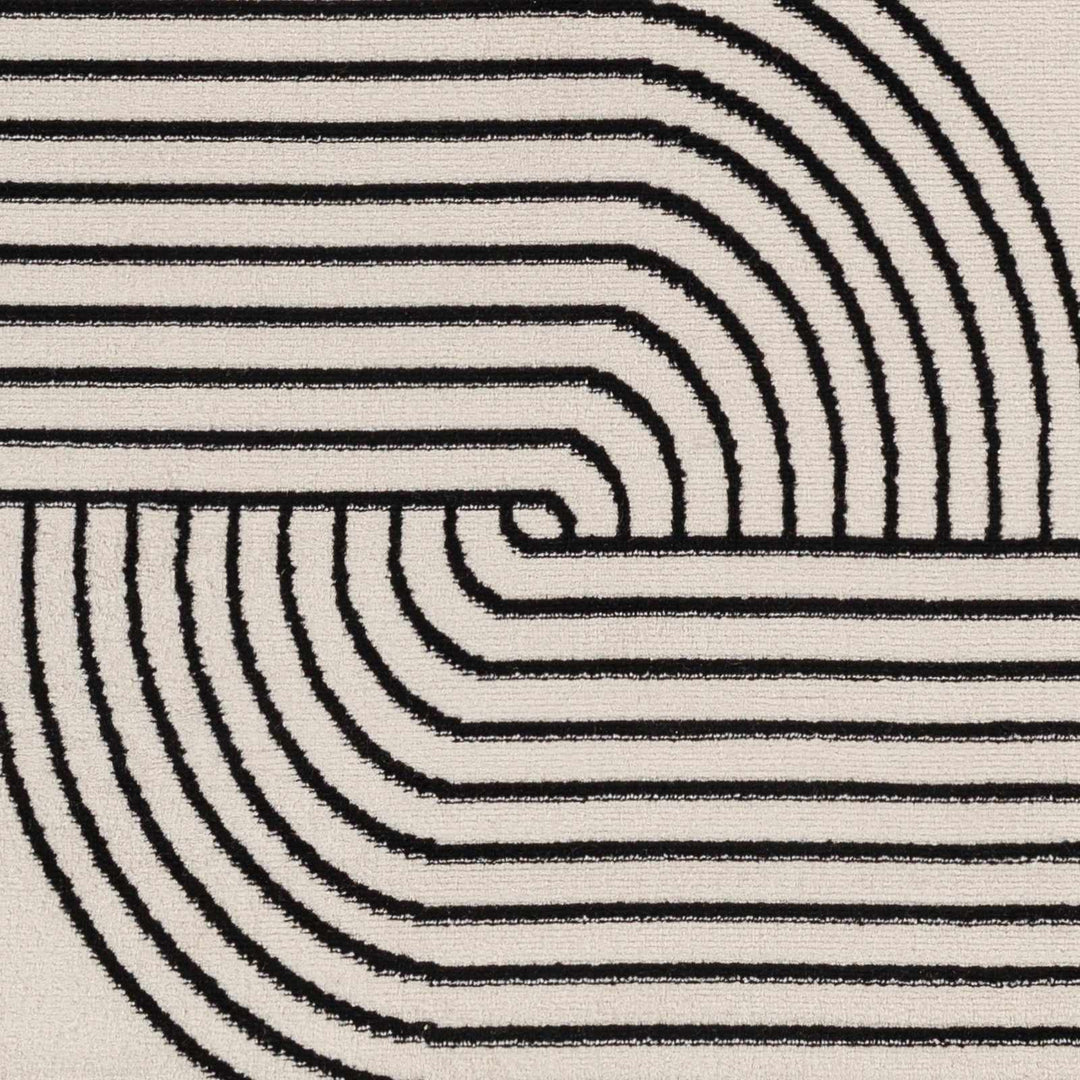Buana Ivory And Black Contemporary Style Area Rug