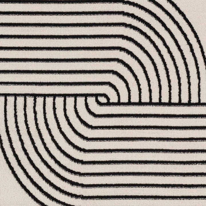 Buana Ivory And Black Contemporary Style Area Rug
