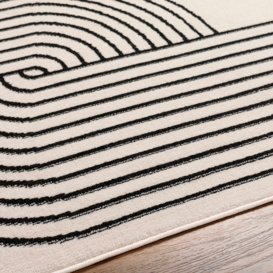 Buana Ivory And Black Contemporary Style Area Rug