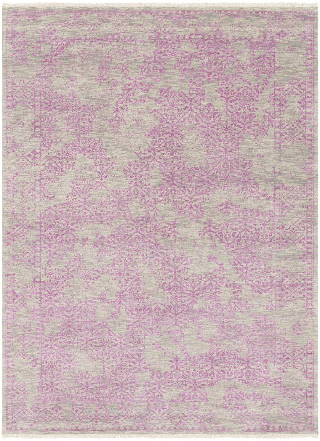 Buckland Traditional Style Pink And Beige Hand Knotted Wool Area Rug - The Rug Decor