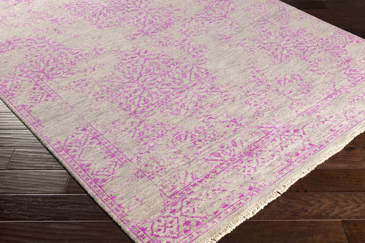 Buckland Traditional Style Pink And Beige Hand Knotted Wool Area Rug - The Rug Decor