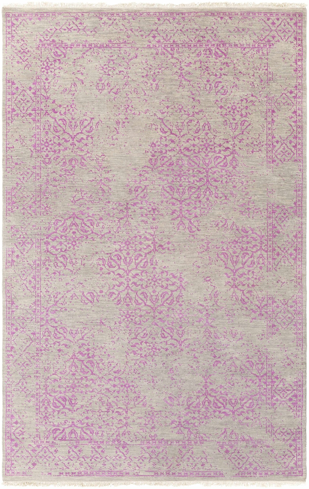 Buckland Traditional Style Pink And Beige Hand Knotted Wool Area Rug - The Rug Decor
