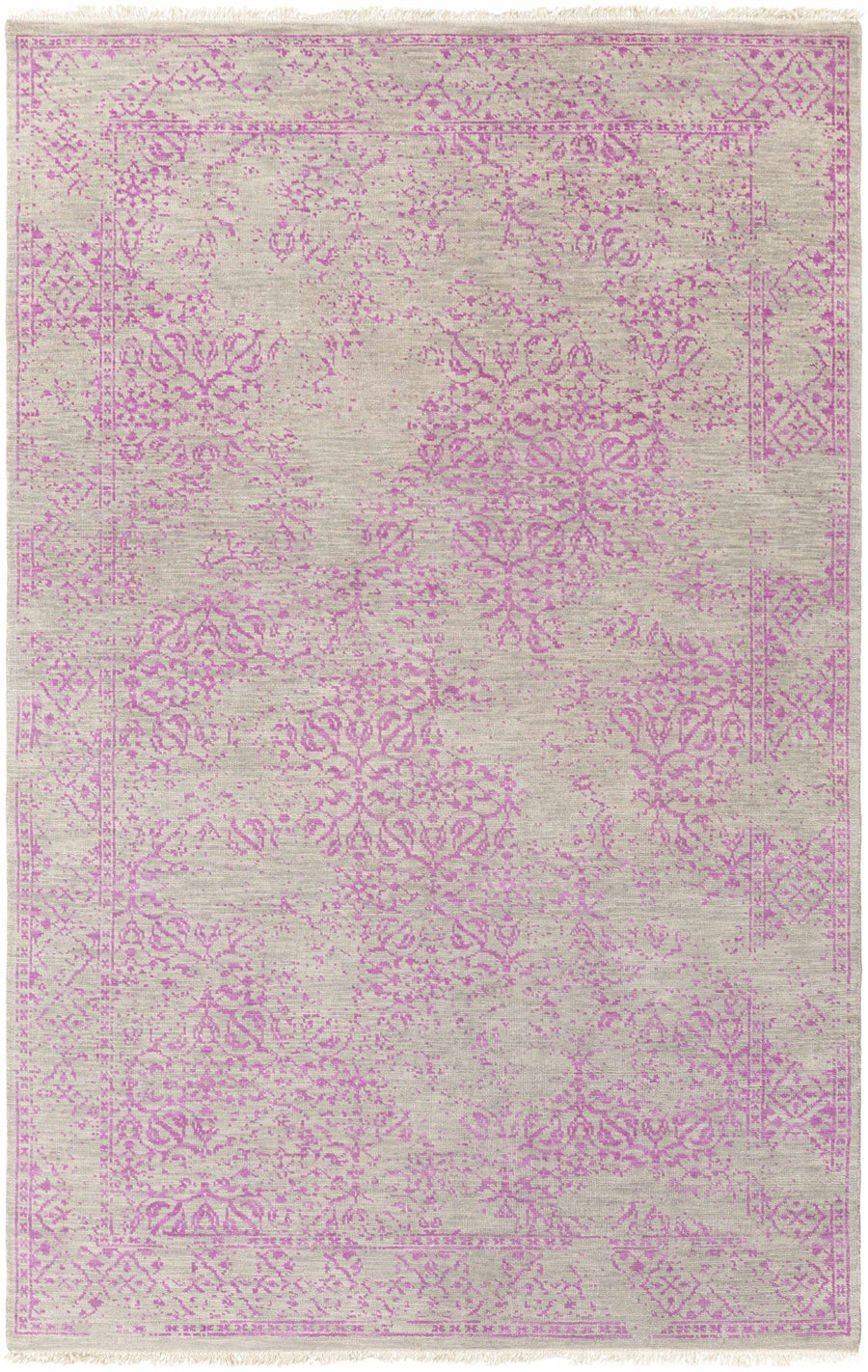 Buckland Traditional Style Pink And Beige Hand Knotted Wool Area Rug - The Rug Decor