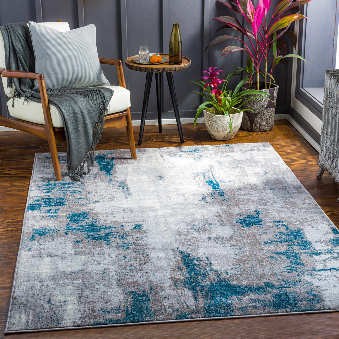 Bugho Blue And Gray Modern Abstract Design Area Rug
