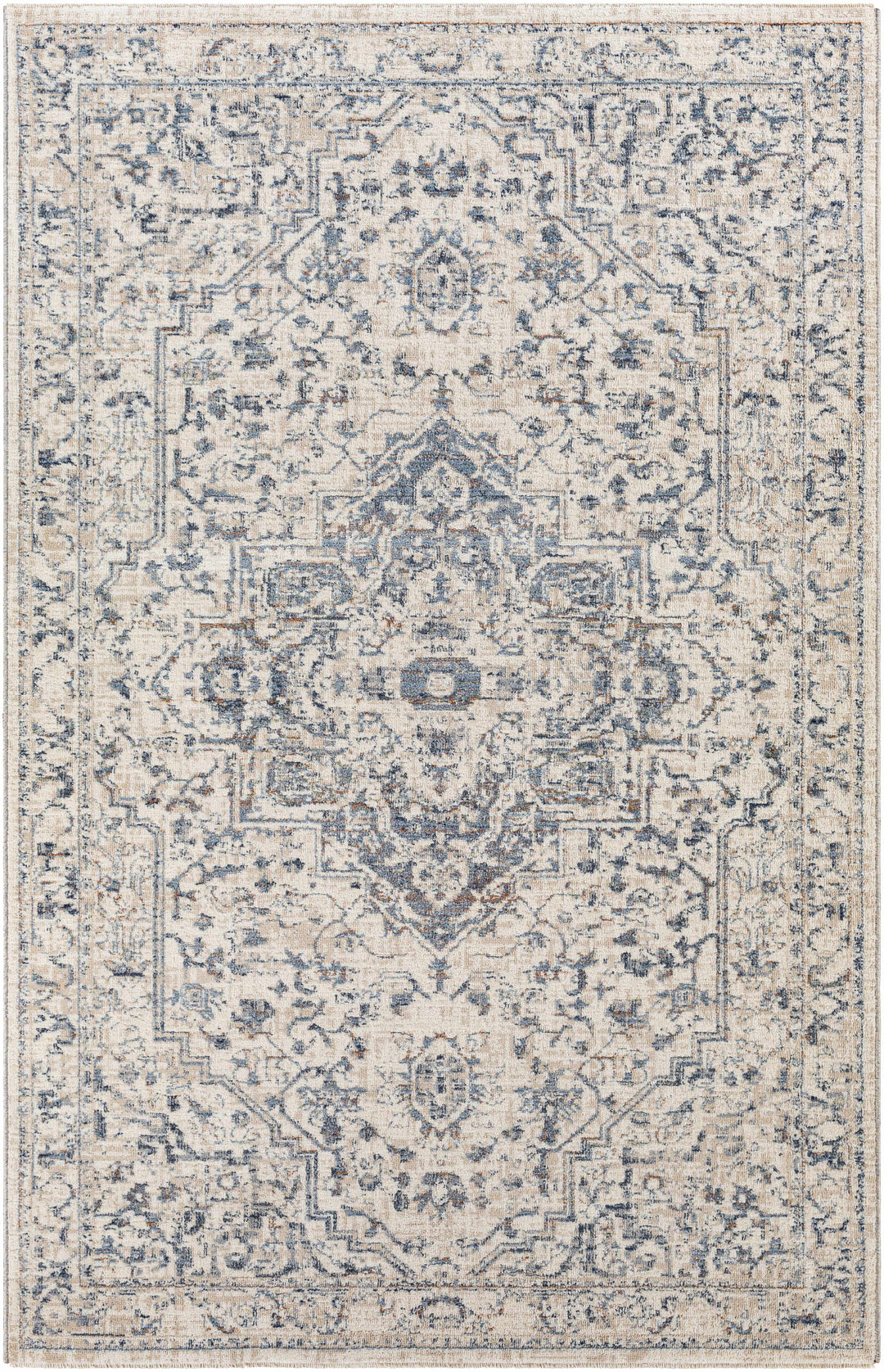Buguey Traditional Medallion Design Beige And Gray Area Rug