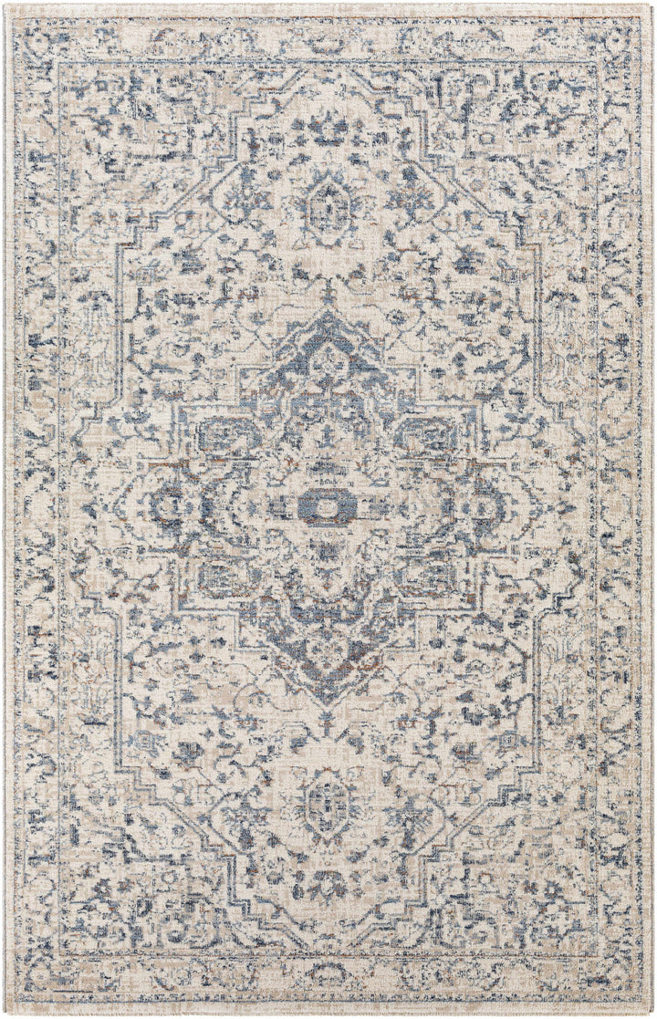 Buguey Traditional Medallion Design Beige And Gray Area Rug
