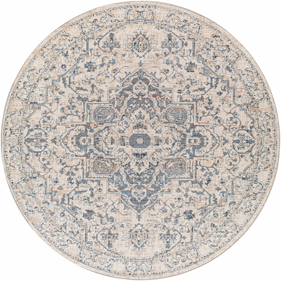 Buguey Traditional Medallion Design Beige And Gray Area Rug