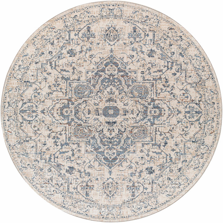 Buguey Traditional Medallion Design Beige And Gray Area Rug