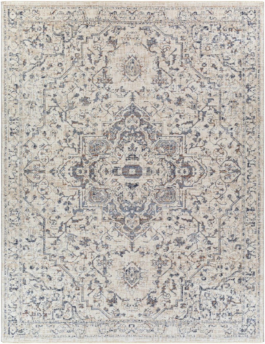 Buguey Traditional Medallion Design Beige And Gray Area Rug - The Rug Decor