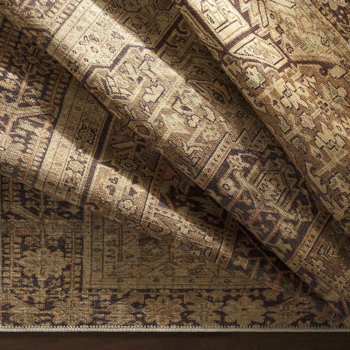 Buliran Beige And Brown Traditional Medallion Washable Area Rug