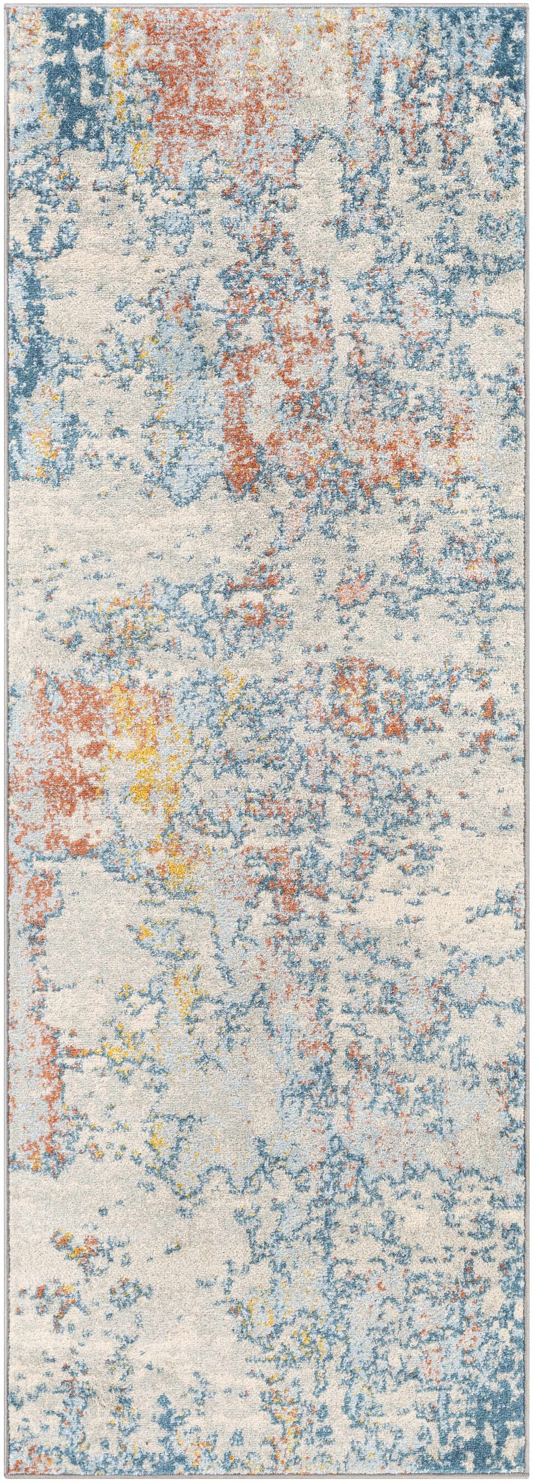 Buliok Modern Abstract Design Ivory And Blue Area Rug