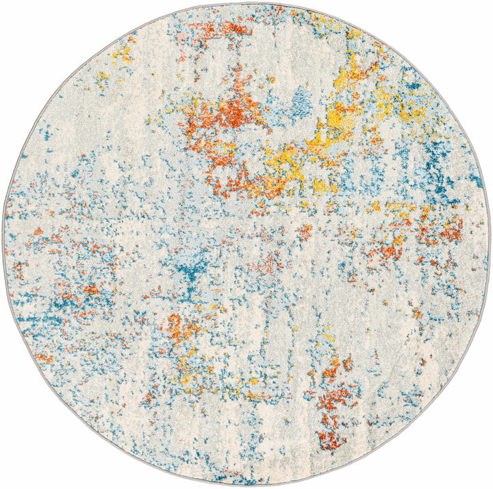 Buliok Modern Abstract Design Ivory And Blue Area Rug