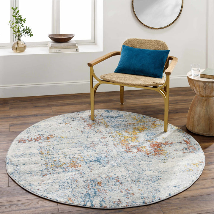 Buliok Modern Abstract Design Ivory And Blue Area Rug - The Rug Decor