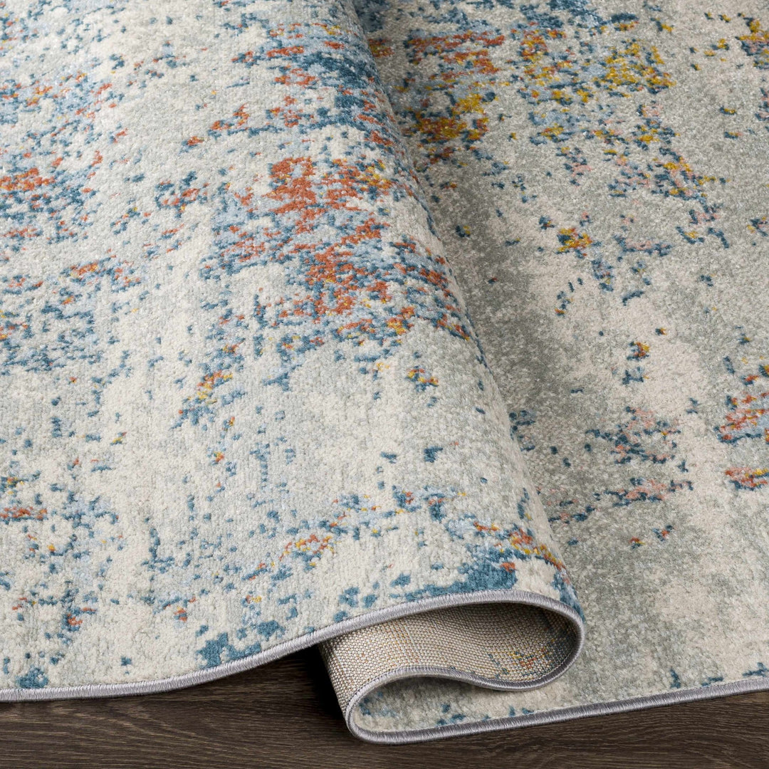 Buliok Modern Abstract Design Ivory And Blue Area Rug - The Rug Decor