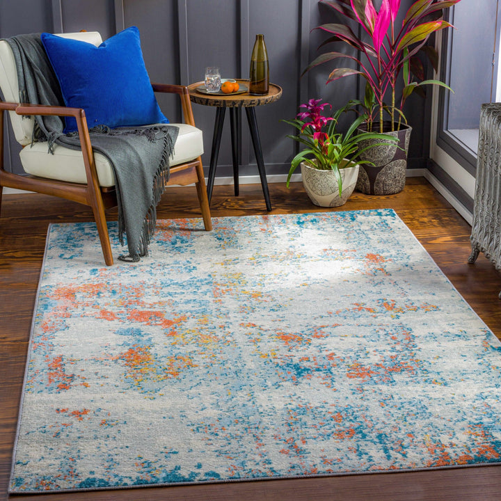 Buliok Modern Abstract Design Ivory And Blue Area Rug - The Rug Decor