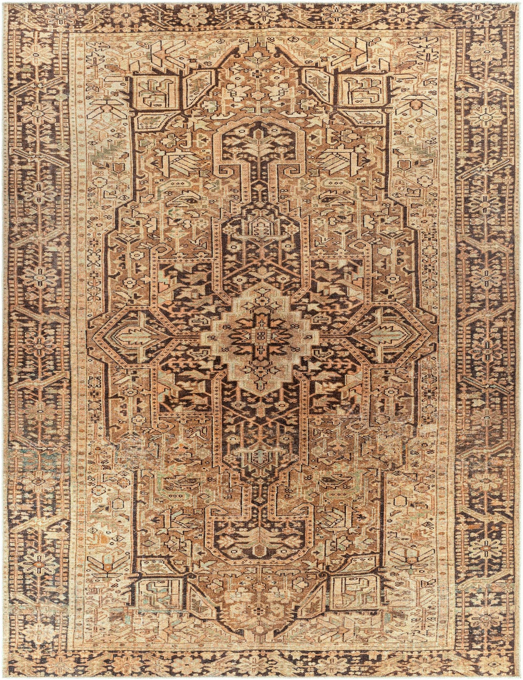 Buliran Beige And Brown Traditional Medallion Washable Area Rug - The Rug Decor