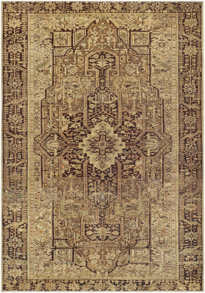 Buliran Beige And Brown Traditional Medallion Washable Area Rug - The Rug Decor