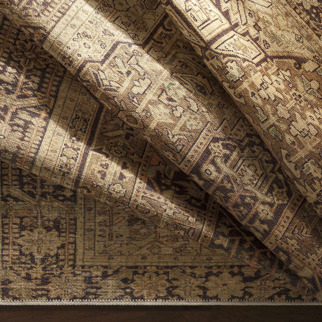 Buliran Beige And Brown Traditional Medallion Washable Area Rug - The Rug Decor