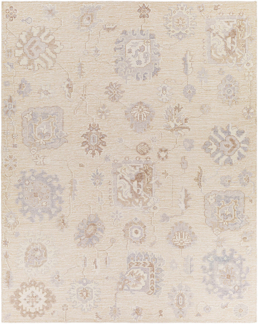Bulusan Traditional Floral Design Beige Hand Knotted Outdoor Area Rug